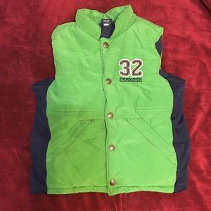 OshKosh B’gosh Boys Green & Blue Winter Vest | Size 5 | EUC